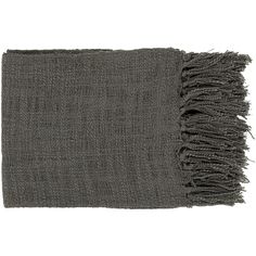 a gray blanket with fringes on the bottom and one in black, against a white background