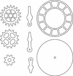 a drawing of gears and tools to be used in the design of a clock face