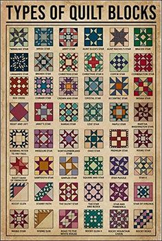 an old poster with different types of quilt blocks