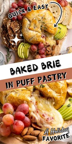 baked brie in puff pastry with fruit and nuts