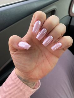 Coffin Shape Chrome Nails, Short Coffin Acrylic Nails Chrome, Baby Pink Chrome Nails Square, Pink Chrome Nails Coffin Shape, Light Pink Chrome Nails Coffin, Pink Chrome Coffin Nails, Chrome Coffin Acrylic Nails, Coffin Chrome Nails, Nail Ideas Acrylic Coffin