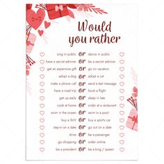 Date Night Would You Rather Game for Couples by LittleSizzle Fun Couple Games, Question Games For Couples, Couples Game Night, Deep Conversation Starters, Couples Games, Valentine's Day Party Games, Valentine Party Game, Game For Couples, Would You Rather Game