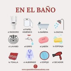 the spanish language poster shows different types of bathroom items