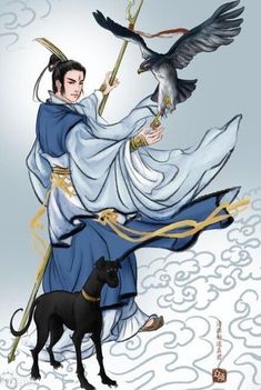 Erlang Shen, God Dog, Yang Jian, Dog Statue, Oc Inspiration, Human Art, Ancient China, Video Game Characters, Game Characters