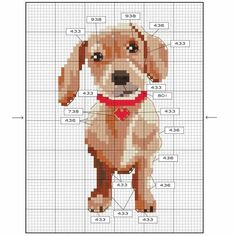 a cross stitch pattern with a dog on it's chest and the words, i love