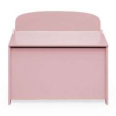 a pink toy chest sitting on top of a white floor