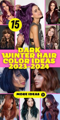 Purple Hair For Dark Hair, Chocolate Purple Hair Color, Hair Color Ideas For Deep Winter, Trendy Hair Colour 2024, Winter Hair Color Ideas 2023, Cool Dark Hair Color Ideas, Winter Hair Colors 2023, 2024 Hair Colour Trend, Hair Color Winter 2023