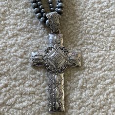 Stunning Vintage Silver Color Beaded Cross Necklace Oversized Crucifix Three Strands Of Beads Absolutely Stunning Piece! No Returns Beaded Cross Necklace, Beaded Cross, Cross Jewelry, Jewelry Vintage, Vintage Silver, Womens Jewelry Necklace, Silver Color, Cross Necklace, Vintage Ladies