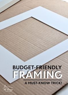 a cardboard box with the words budget - friendly framing on it, and an image of a