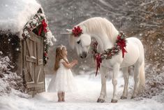 White Unicorn in Winter Wonderland Digital Backdrop | Christmas Garland | Snowy Farm Scene for Holiday Photo Composites Create magical holiday portraits with this White Unicorn Horse Digital Backdrop, featuring a beautiful white unicorn adorned with a festive Christmas garland, standing on a snowy winter farm. Perfect for whimsical holiday photo composites, this enchanting scene captures the magic of winter with snow-covered scenery and holiday charm, ideal for adding a unique and imaginative touch to your holiday photography. This high-resolution backdrop is designed for photographers and digital artists looking to create unforgettable seasonal portraits for kids, families, and holiday cards. 🌟 What's Included 🌟 - 1 JPG digital backdrop - Dimensions: 7000x4667 pixels - Resolution: 300 D Cute Christmas Wallpaper Backgrounds, Christmas Barn Photo Session, Snowy Farm, Portraits For Kids, Composition Photo, Winter Farm, Snowy Woods, Holiday Portraits