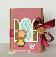 a card with a teddy bear on it