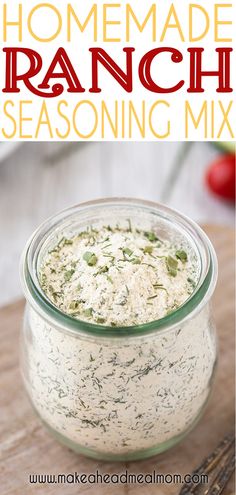 homemade ranch seasoning mix in a glass jar