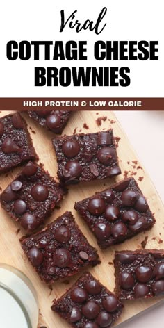 chocolate brownies cut into squares on a cutting board