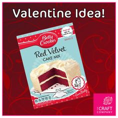 a package of red velvet cake mix for valentine's day