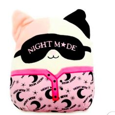 8 Inches Tall Brand New With Tags Cat Squishmallow, White And Black Cat, Rainbow Pillow, Night Mode, Cat Pajamas, Pink Pajamas