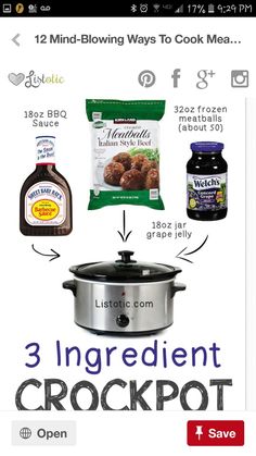 an advertisement for the 3 ingredient crockpot is shown in this screenshote