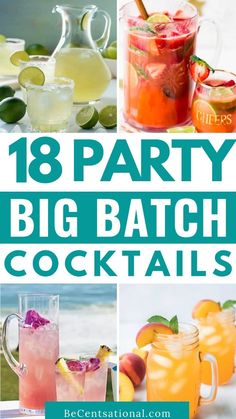 Enjoy summer to the fullest with these tasty Big Batch Cocktails! From fruity pitcher drinks like strawberry vodka lemonade to refreshing mojito mixes and big batch margaritas, these beverage recipes are perfect for warm-weather entertaining. Great for pool parties, BBQs, and beach days, these summer cocktails are sure to be a hit. Save this pin and cool off with these delicious big batch cocktail recipes!