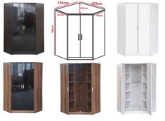 various types of storage cabinets with doors and shelves