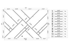 the diagram shows how to cut out an area with measurements for each piece of furniture