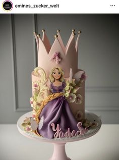 there is a princess cake on top of a plate with the name made to look like it