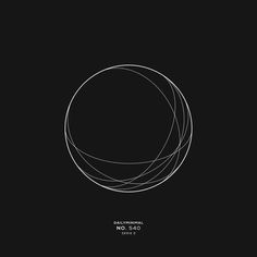 a black and white poster with lines in the shape of a circle on a dark background