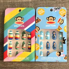 Adorable Paul Frank Press On Nails. Choose From Striped Or Cloudy. Or Make An Offer For Both! New In Box. See Other Paul Frank Items In Closet. Nails Color Green, Hippie Nails, Hard Nails, Paul Frank, Pretty Gel Nails, Long Lasting Nails, Cute Little Things, Funky Nails, Dope Nails