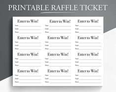 printable raffle ticket with the words enter to win