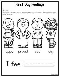 the first day feelings worksheet for students to practice their feelings and feelings with