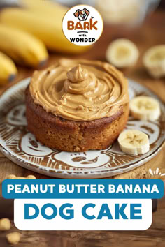 peanut butter banana dog cake on a plate