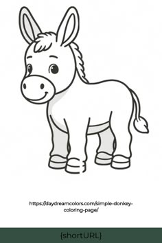 a coloring page with a cartoon donkey on it's face and the words, short u