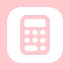 a pink and white icon with a calculator in the center on a light pink background