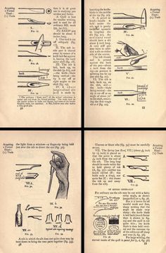 four pages with instructions on how to use scissors