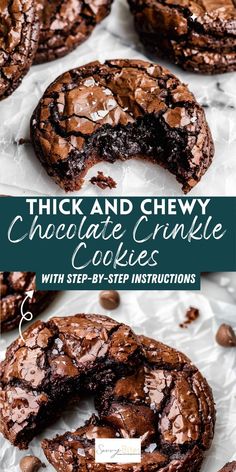 thick and chewy chocolate crinkle cookies with step - by - step instructions