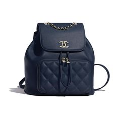 Grained Calfskin & Gold-Tone Metal Navy Blue Backpack | CHANEL Mochila Chanel, Moda Chanel, Chanel Backpack, Cheap Purses, Chanel Official, Chanel Official Website, Stylish Backpacks