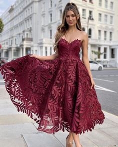 Burgundy Bridesmaid Dresses Lace, Burgundy Dress Outfit, Beach Wedding Guest Dresses, Burgundy Wedding Dress, Dresses Tea Length, Beach Wedding Guest, Beach Wedding Guests, Lace Burgundy Dress, Beach Wedding Guest Dress