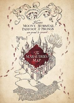 the maraaulers map from harry potter's book, which is written in english and