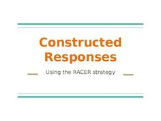 an orange and white book cover with the title, constructed responses using the race strategy