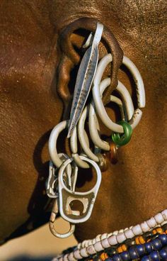 Africa | Details; Turkana woman's earrings.  Kenya. | ©Grete Howard Quirky Jewelry, Afro Punk, Dope Jewelry, African Art, Piercing Jewelry, Tattoos And Piercings