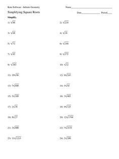 Simplifying square roots worksheet 19 Search into our collection for more related image. Remember to share your favorite finds with your friends! Simply click on the image to save it, or right-click and choose Save As Simplify Expressions, Imaginary Numbers, Articles Worksheet, Exponent Worksheets, Radical Expressions