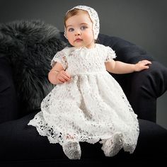 Classic Short Sleeve Dress For Baptism, Off White Lace Dress For Baptism, Off-white Lace Dress For Baptism, Off White Dresses For Baptism, Girls Christening Dress, Baby Lace Dress, Girls Baptism Dress, First Birthday Dresses