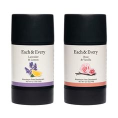 Each & Every 2-Pack Natural Aluminum-Free Deodorant for Sensitive Skin with Essential Oils, Plant-Based Packaging (2.5 Ounce (Pack of 2)) (Lavender & Lemon, Rose & Vanilla) Deodorant For Sensitive Skin, Sensitive Skin Deodorant, Deodorant For Women, All Natural Deodorant, Lavender Lemon, Aluminum Free Deodorant, Antiperspirant Deodorant, Lemon Lavender, Natural Scents