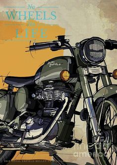 a painting of a motorcycle with the words no wheels to life on it