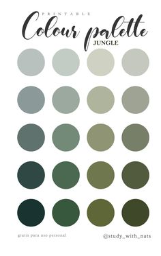 the color palette is shown in shades of green, gray and white