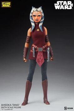 a star wars action figure is shown in this advertisement for the movie, ahsoka tano sixth scale figure