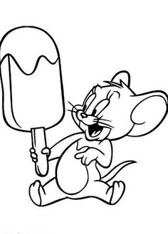 cartoon mouse eating ice cream coloring page