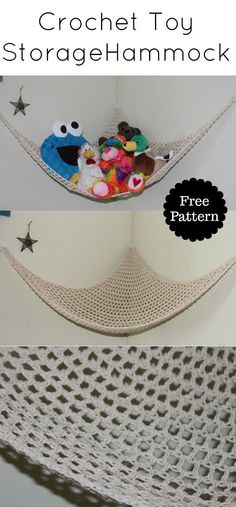 Crochet Project Crochet Toy Storage, Toy Storage Hammock, Crochet Backpacks, Storage Hammock, Crochet Hammock, Net Hammock, Animals Crafts, Net Storage, Toy Hammock