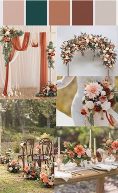 Terracotta Green Rustic Wedding color Inspiration scheme #terracotta #terracottawedding #weddingideas #weddingflowers #weddinginspiration #weddingdesign #rusticwedding #unique  #weddingreception #weddingreceptionideas #centerpieces Wedding Palette Terracotta, Terracotta Pink Green Wedding, Terracotta Greenery Wedding, Terracotta And Green Centerpieces, Chiffon Terracotta Wedding, Sage Peach Orange Wedding, Sage Green Blush Terracotta Wedding, Copper Pink Green Wedding, Terracotta And Green Bouquet