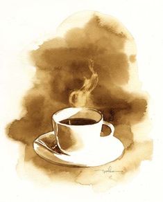 Croquis Cafe, Coffee Watercolor, Watercolor Paintings For Beginners, Diy Watercolor Painting, Watercolour Inspiration, Soyut Sanat Tabloları