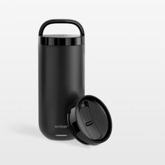 thermos bottle with lid is shown in black