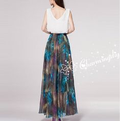 Blue Flowers Chiffon Skirt Long Maxi Sundress Beachdress Holiday Dress Women Summer Pleat Dress Beach Skirt Plus Size Dresses YM019 Detail Info: ❤ Color: as picture More color choice link: https://www.etsy.com/listing/213656440/chiffon-dress-color-card?ref=shop_home_feat_1 Please just note the color you want with order, we will make it according to your note. ❤ Material: Chiffon Waist 60-80cm, Please choose the length according to your height! We accept custom order, please note your waist and l Blue Chiffon Maxi Dress For Summer, Blue Summer Chiffon Dress For Vacation, Blue Chiffon Summer Vacation Dress, Blue Bohemian Chiffon Dress For Spring, Blue Chiffon Dress For Summer Vacation, Blue Bohemian Chiffon Dress, Blue Bohemian Chiffon Maxi Dress, Green Chiffon Dress For Summer Vacation, Blue Flowy Maxi Dress For Summer